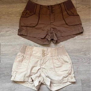 Y2K Brown and Beige lowrise Cargo Shorts